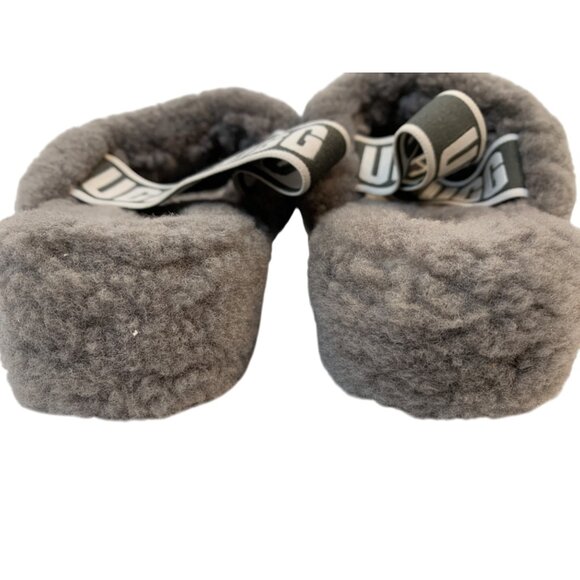UGG Fluff Yeah Slide Slippers Gray Size 6 Womens Cozy Sheepskin Rubber Sole - Picture 9 of 9